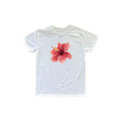 TEE-SHIRT OVERSIZE IMPRIMÉ FLEUR DE TIARE - BLANC